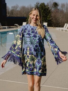 Briton Court Silva Printed Fringe Mini Dress